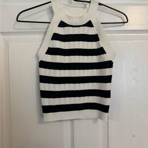Elegant Black and White Striped Tank Top